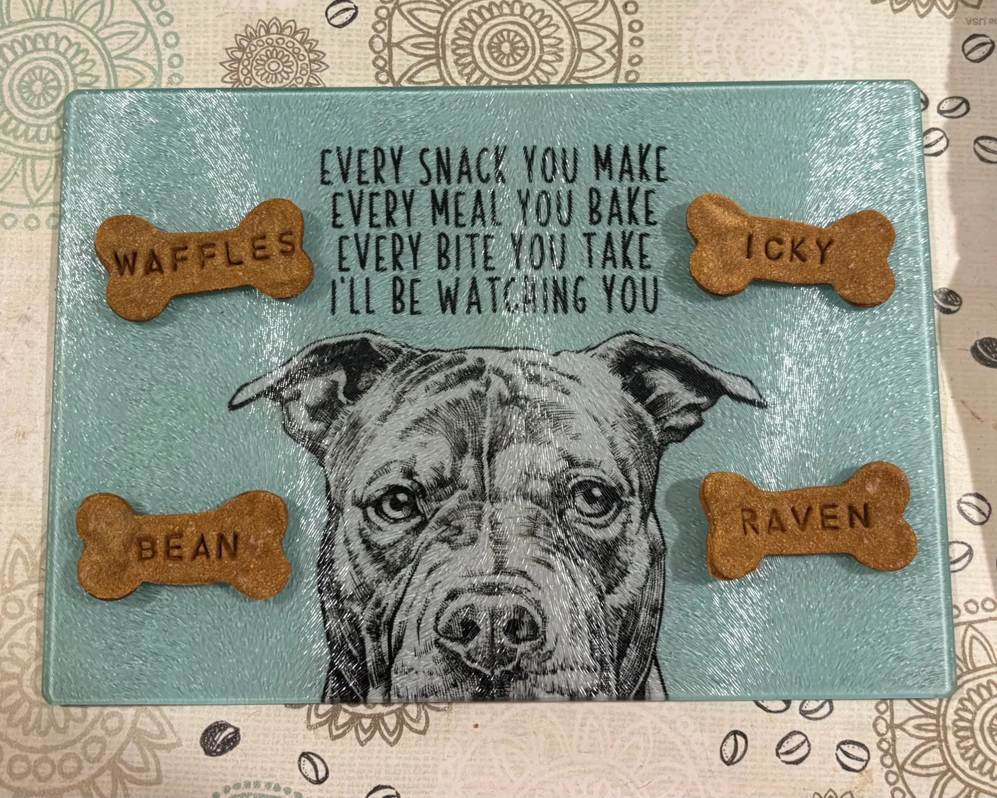 Custom name dog bone treats personalized with each dog's name, made with organic ingredients